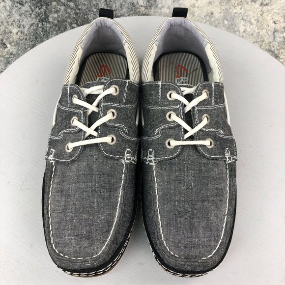 GBX Buckle Men's Size 9M Sesto II Black White Fabric Lace-Up Boat Shoes - Picture 3 of 11